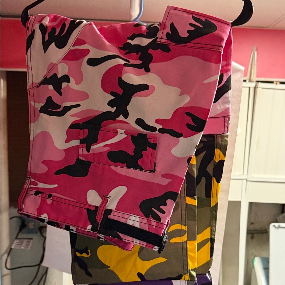 Gnarcotic Urban Camouflage Cargo Pants - Pink, Yellow, and Black
